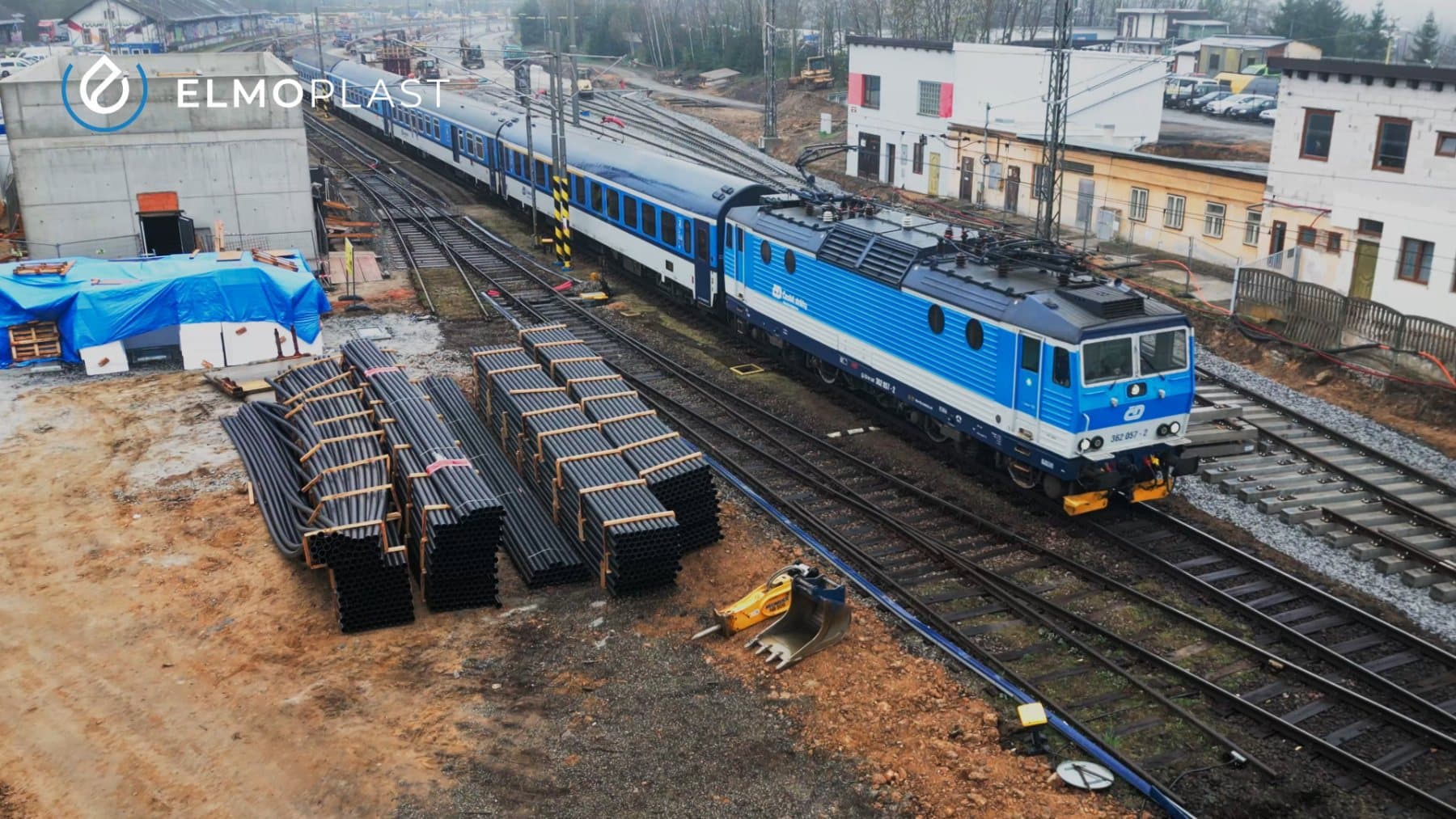Modernisation of Jihlava město railway station, filmed by drone